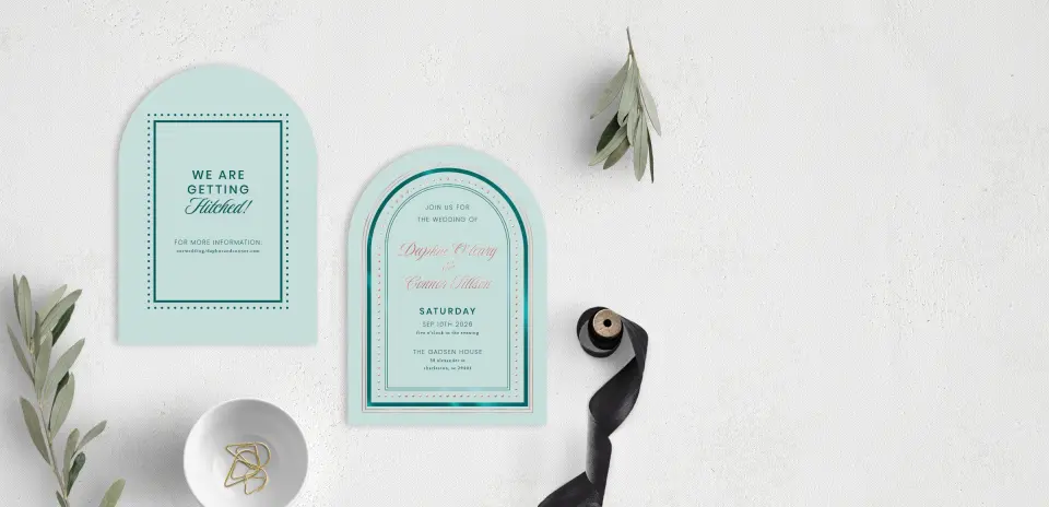 Stacked Wedding Invitations front and back