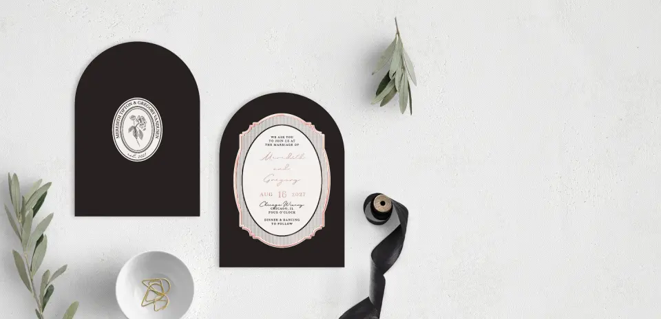 Stacked Wedding Invitations front and back