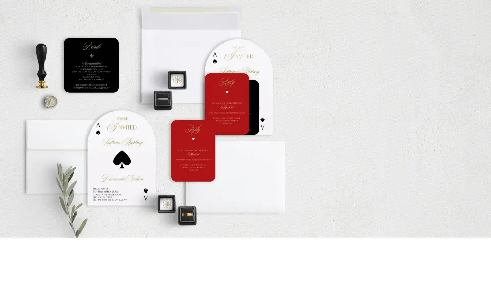 Stacked Wedding Invitations with coordinating items