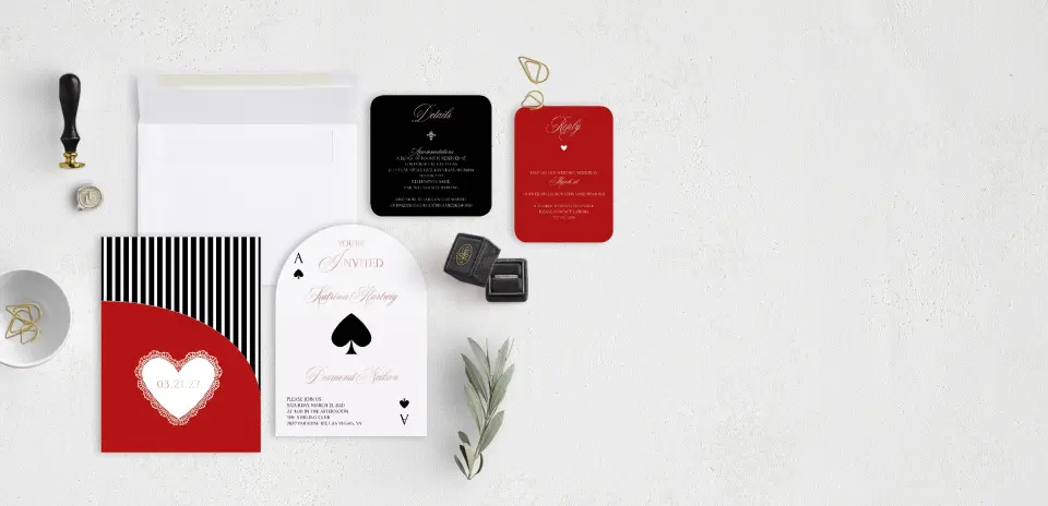 Stacked Wedding Invitations with pocket and coordinating items