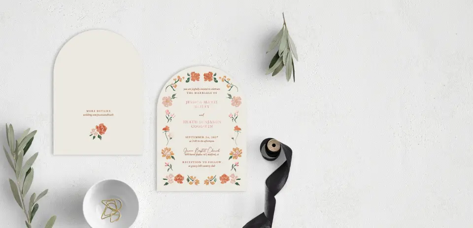 Stacked Wedding Invitations front and back