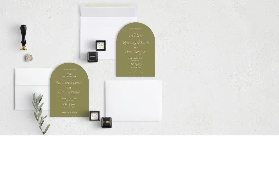 Stacked Wedding Invitations with coordinating items