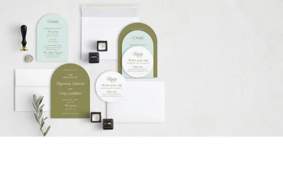 Stacked Wedding Invitations with coordinating items