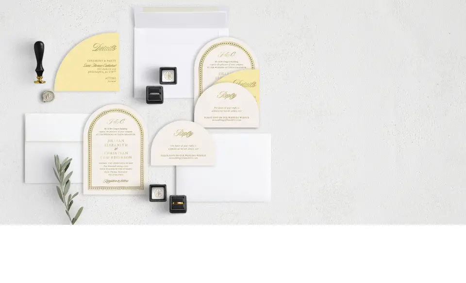 Stacked Wedding Invitations with coordinating items
