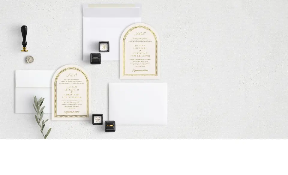 Stacked Wedding Invitations with coordinating items