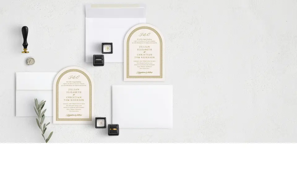Stacked Wedding Invitations with coordinating items