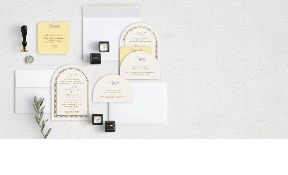 Stacked Wedding Invitations with coordinating items