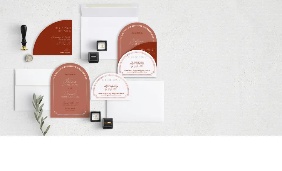 Stacked Wedding Invitations with coordinating items