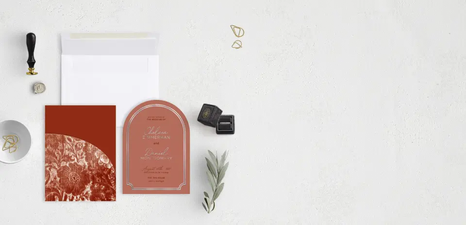 Stacked Wedding Invitations with pocket and coordinating items