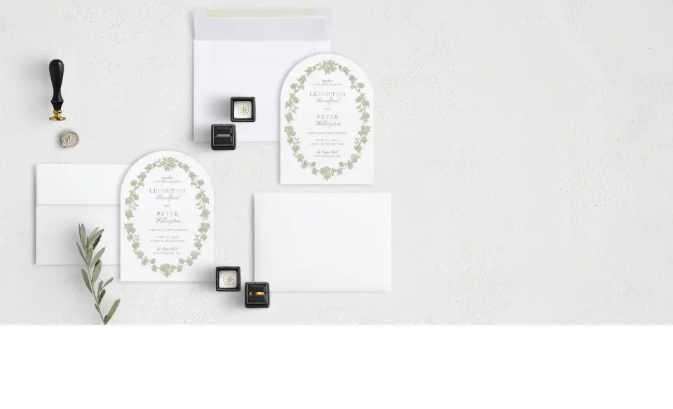 Stacked Wedding Invitations with coordinating items