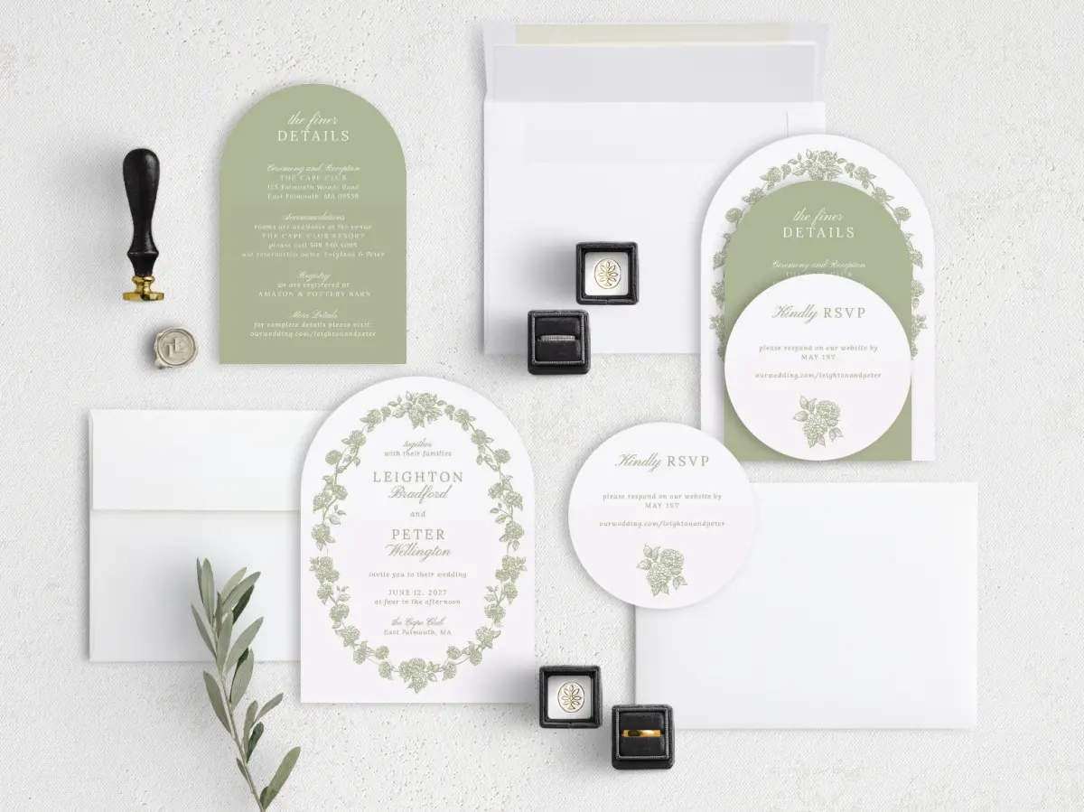 Stacked Wedding Invitations with coordinating items