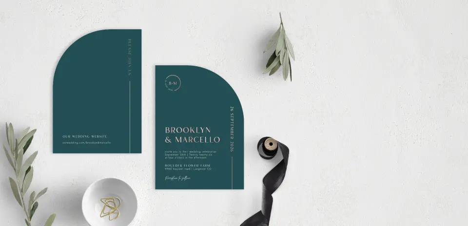 Stacked Wedding Invitations front and back
