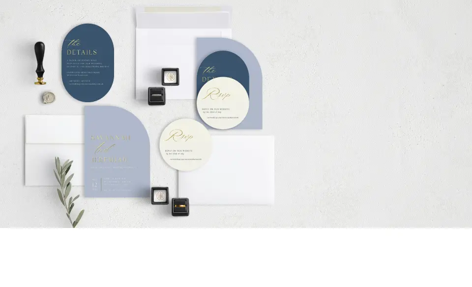 Stacked Wedding Invitations with coordinating items