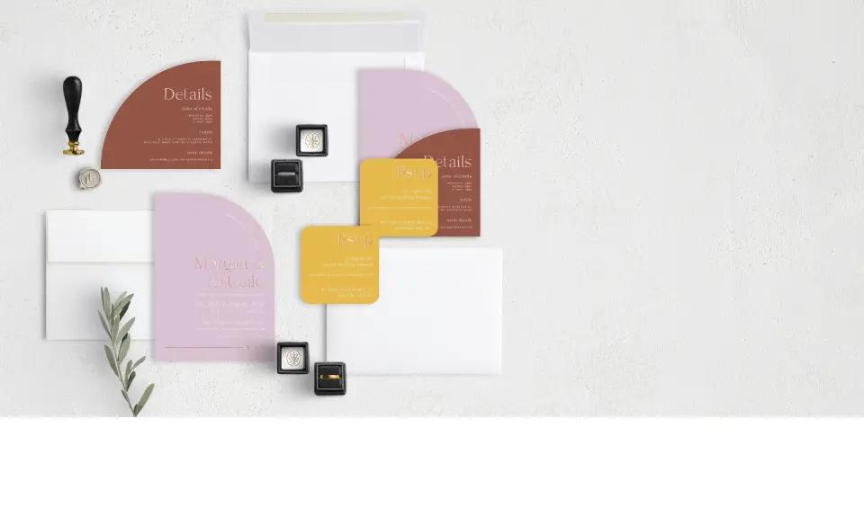 Stacked Wedding Invitations with coordinating items