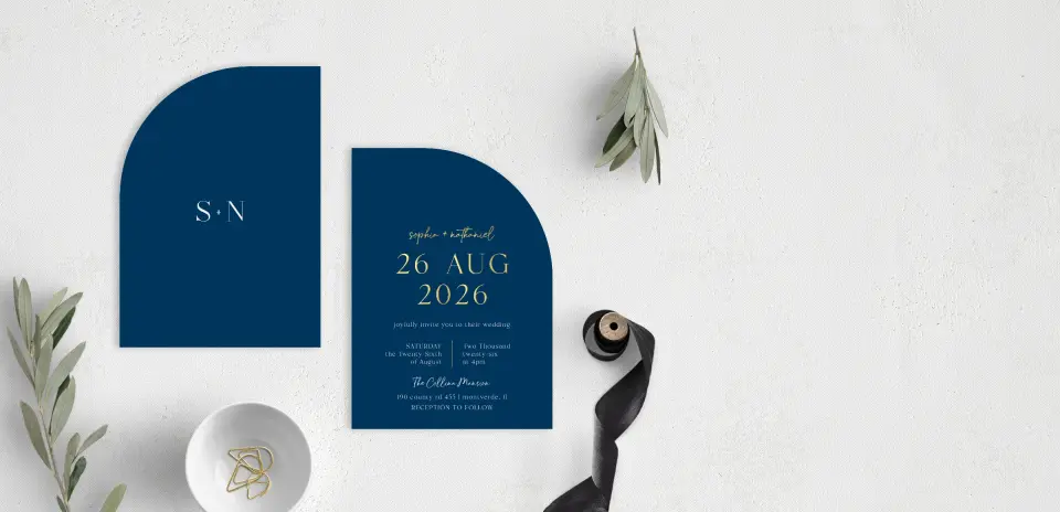 Stacked Wedding Invitations front and back