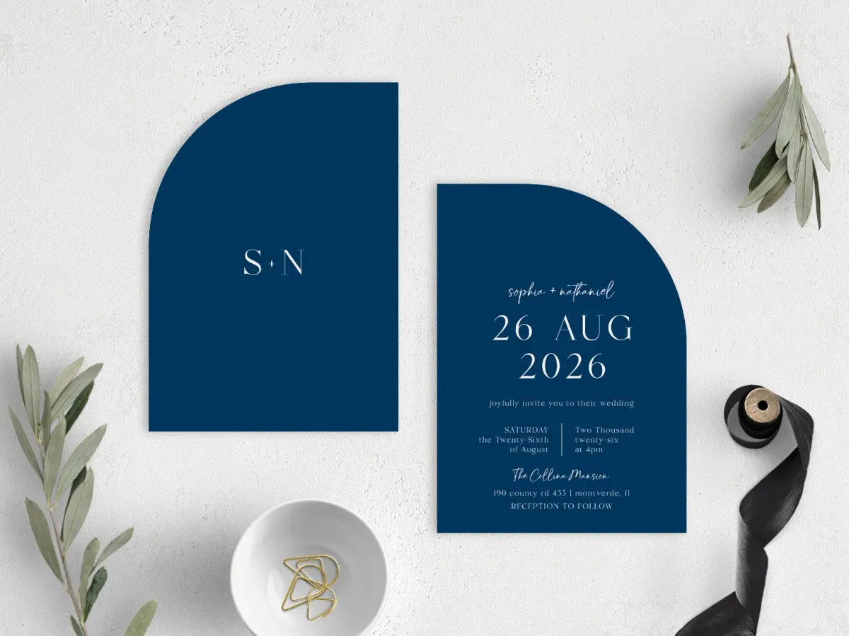 Stacked Wedding Invitations front and back