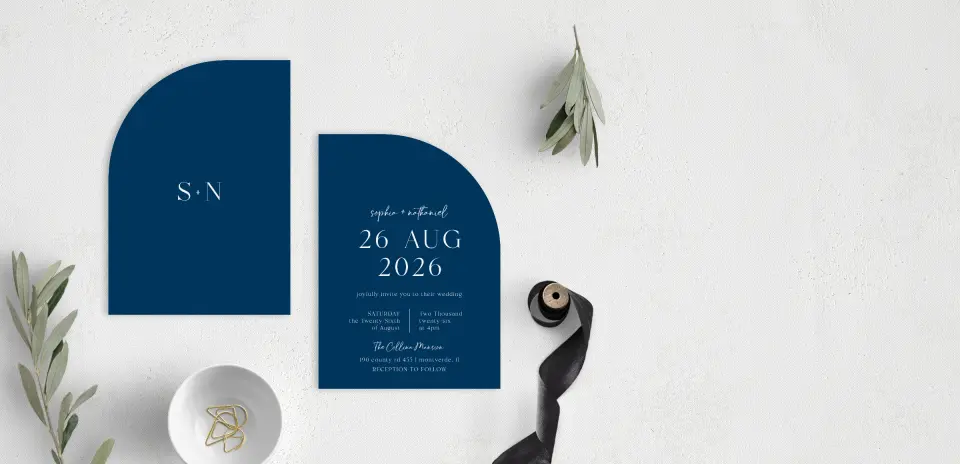Stacked Wedding Invitations front and back
