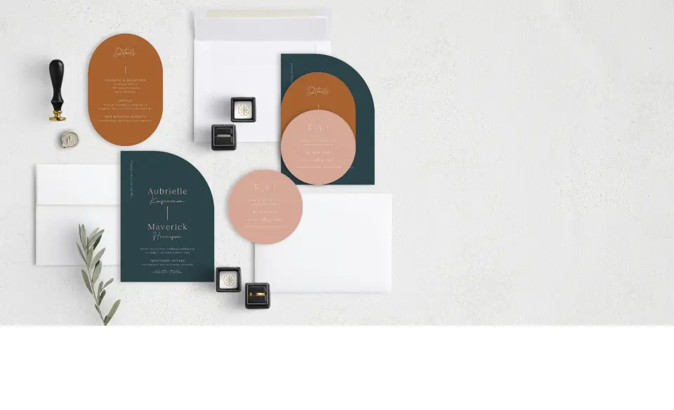Stacked Wedding Invitations with coordinating items