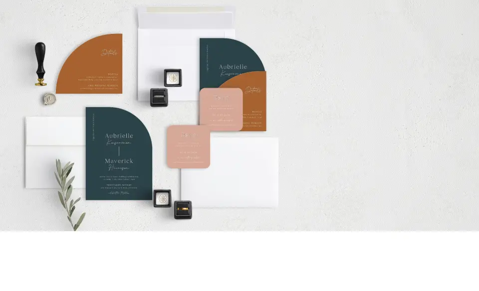 Stacked Wedding Invitations with coordinating items