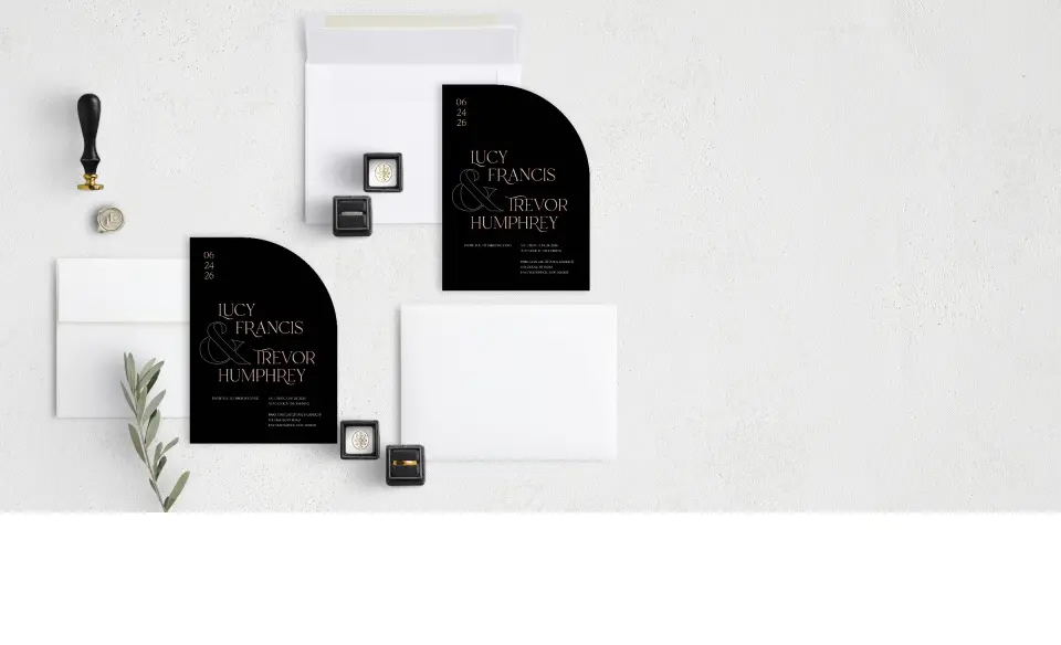 Stacked Wedding Invitations with coordinating items