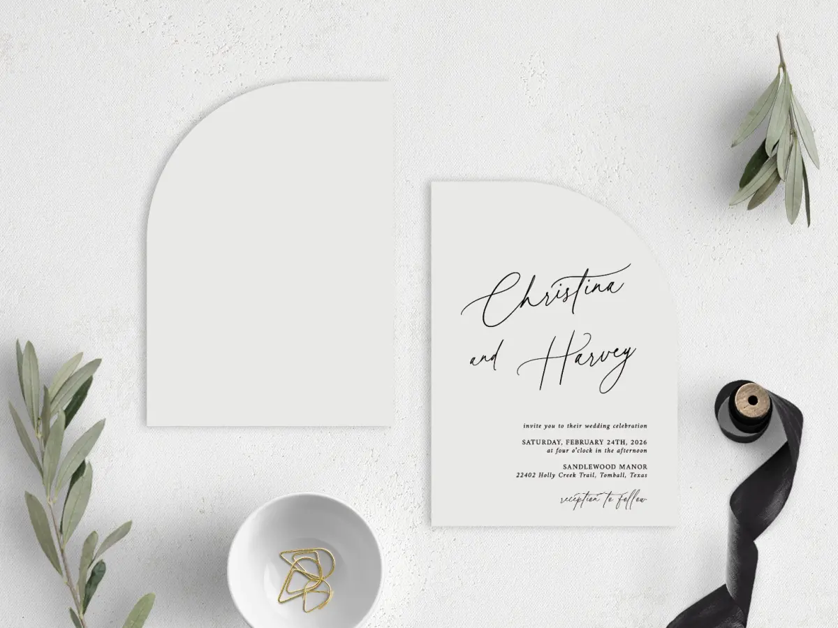 Stacked Wedding Invitations front and back