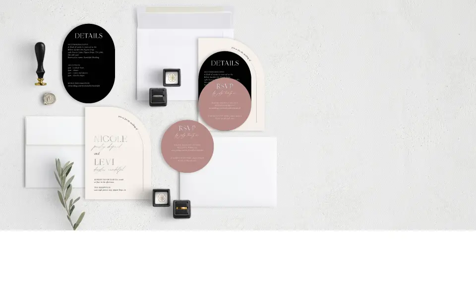 Stacked Wedding Invitations with coordinating items