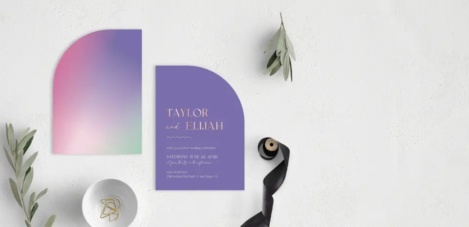 Stacked Wedding Invitations front and back