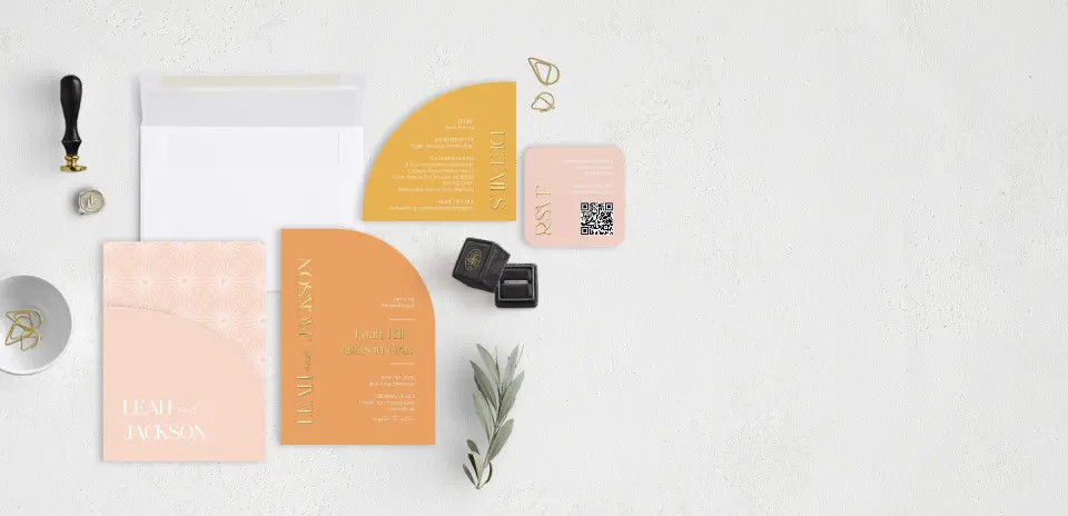 Stacked Wedding Invitations with pocket and coordinating items
