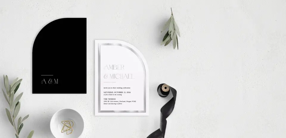 Stacked Wedding Invitations front and back