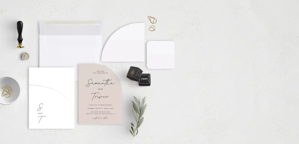 Stacked Wedding Invitations with pocket and coordinating items