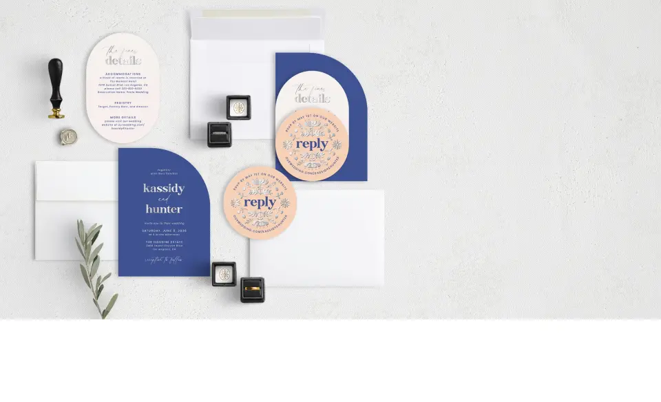 Stacked Wedding Invitations with coordinating items