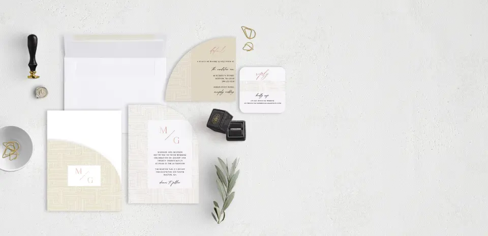 Stacked Wedding Invitations with pocket and coordinating items