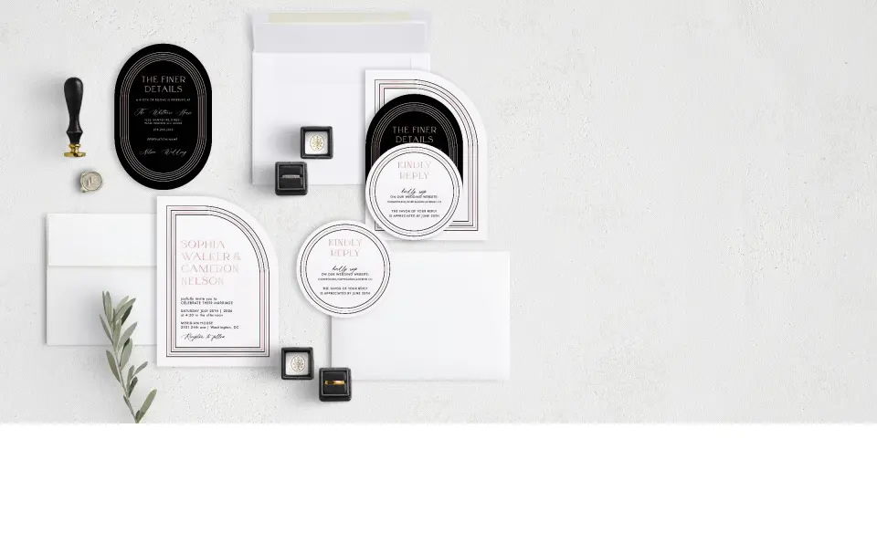 Stacked Wedding Invitations with coordinating items