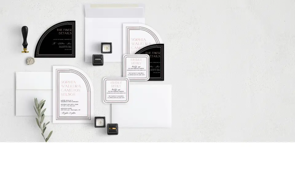 Stacked Wedding Invitations with coordinating items
