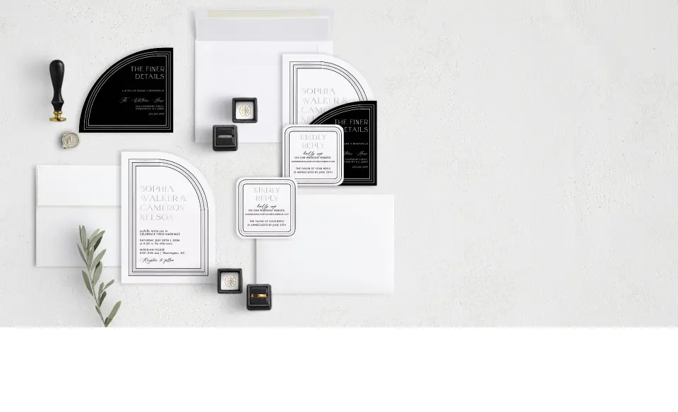 Stacked Wedding Invitations with coordinating items