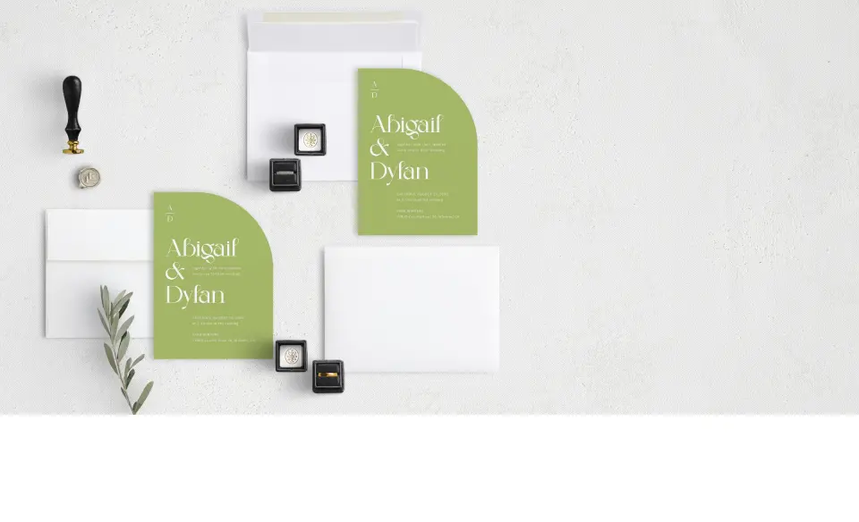 Stacked Wedding Invitations with coordinating items