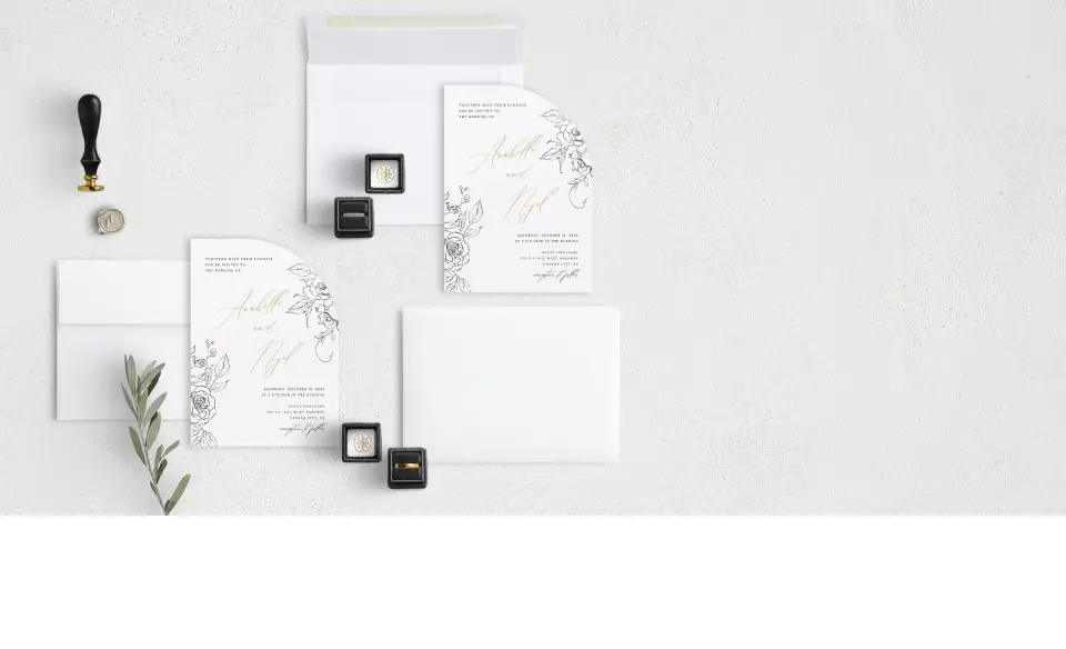 Stacked Wedding Invitations with coordinating items