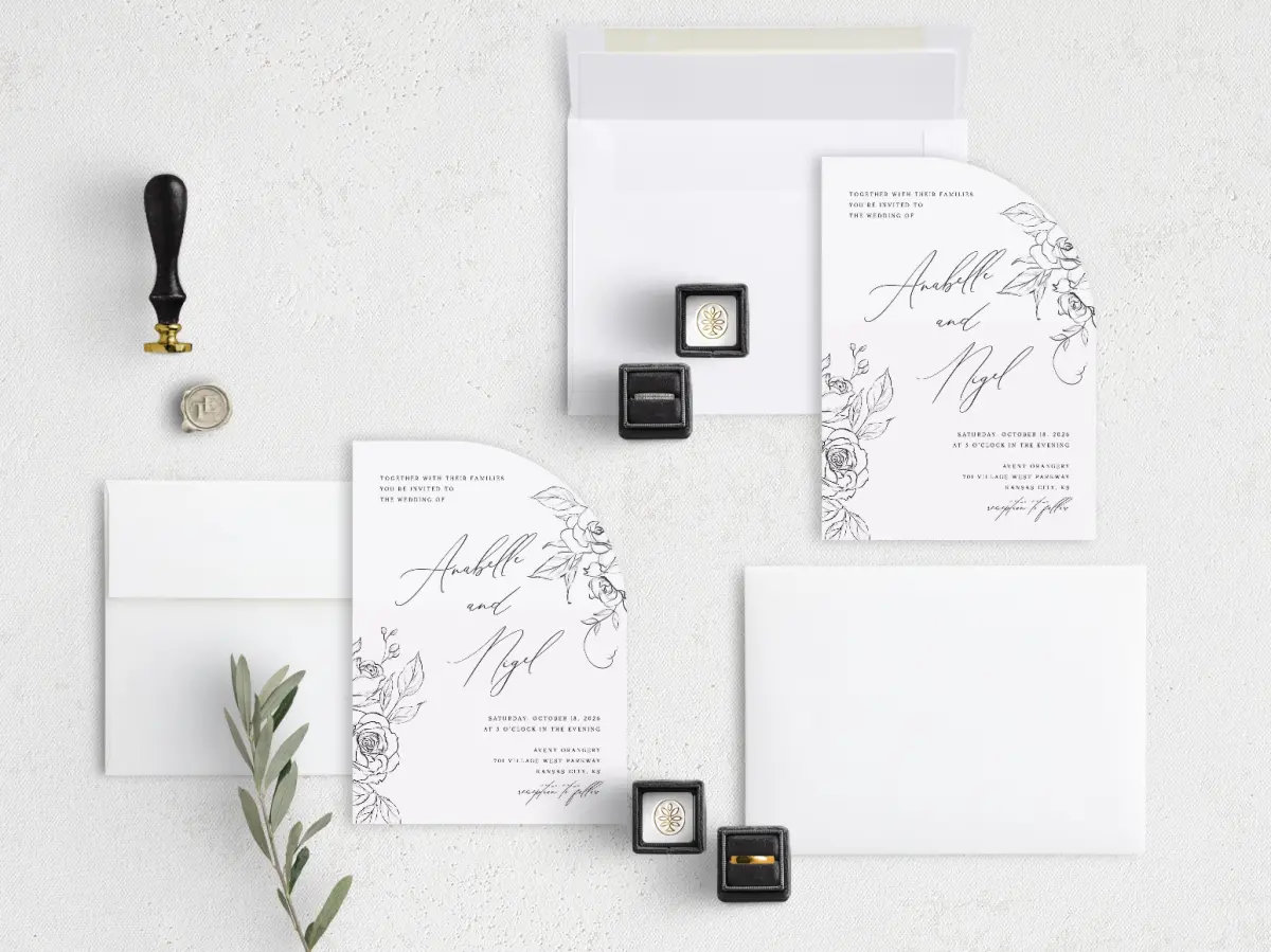 Stacked Wedding Invitations with coordinating items