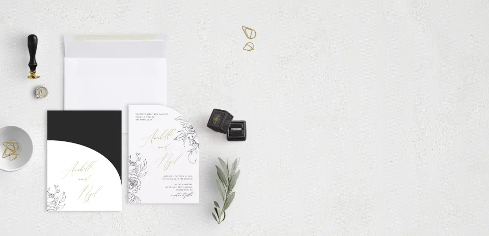 Stacked Wedding Invitations with pocket and coordinating items
