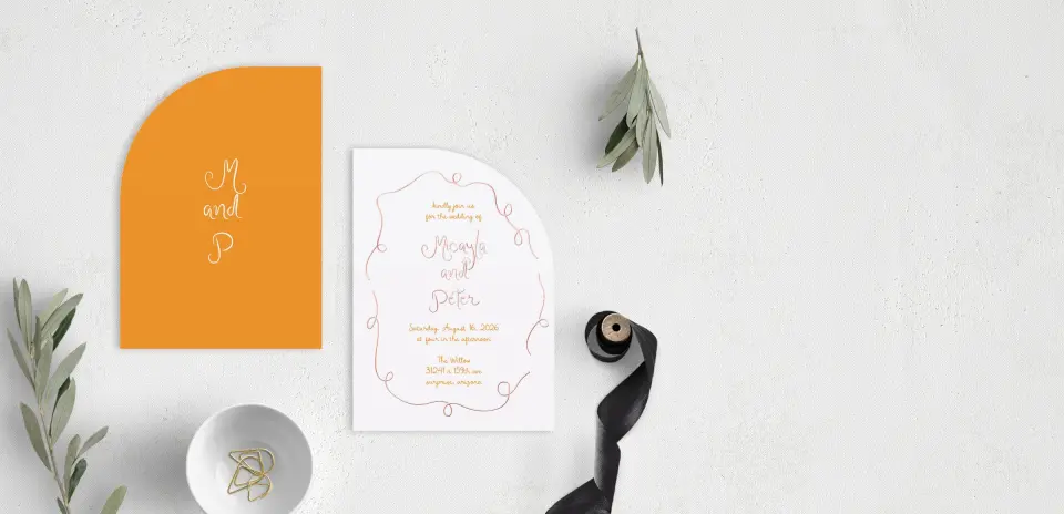 Stacked Wedding Invitations front and back