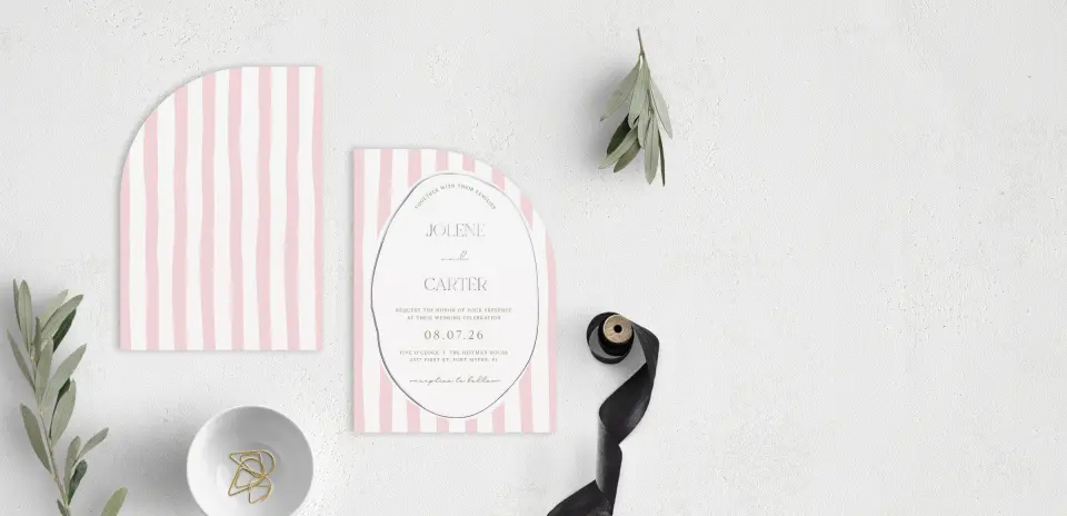 Stacked Wedding Invitations front and back