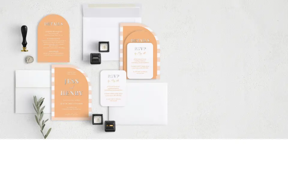 Stacked Wedding Invitations with coordinating items