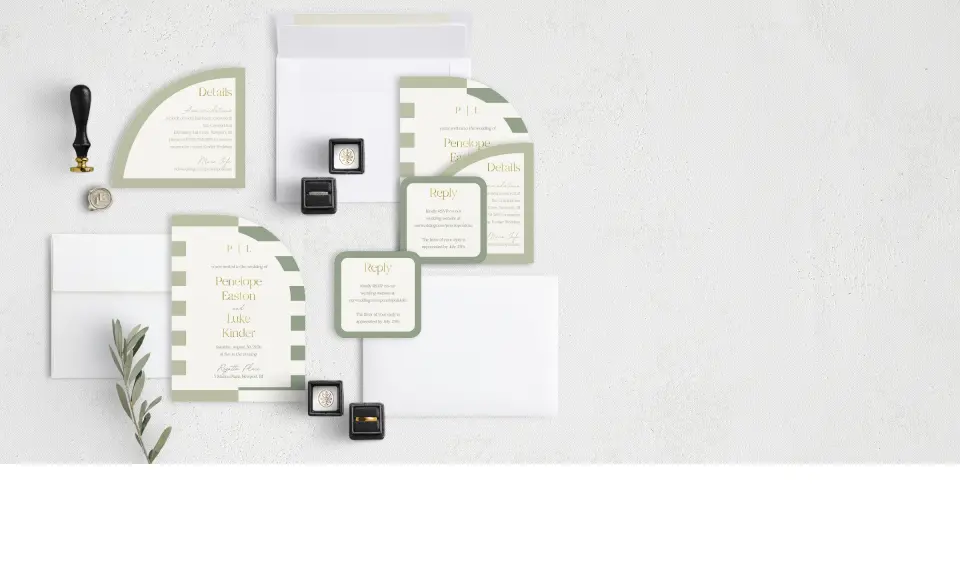 Stacked Wedding Invitations with coordinating items