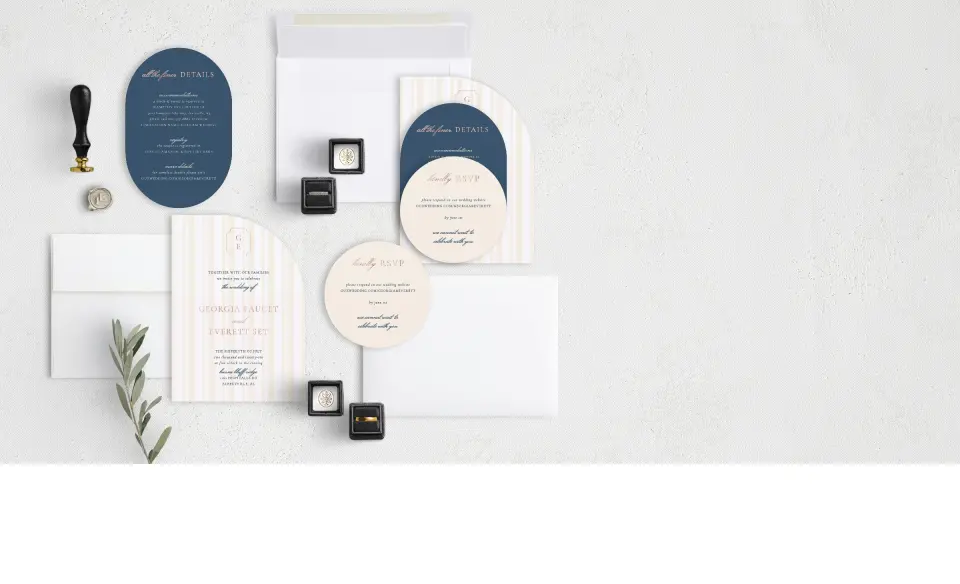 Stacked Wedding Invitations with coordinating items