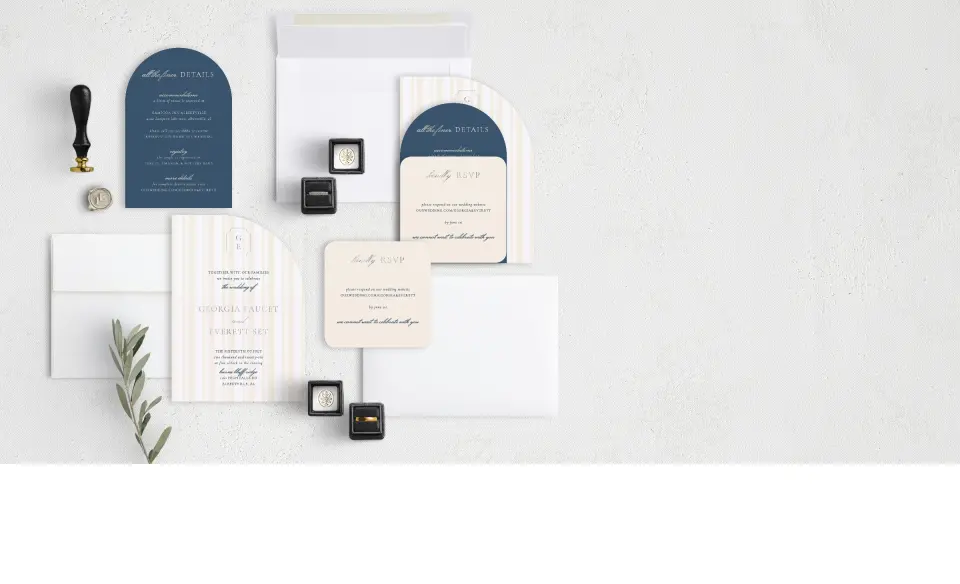 Stacked Wedding Invitations with coordinating items