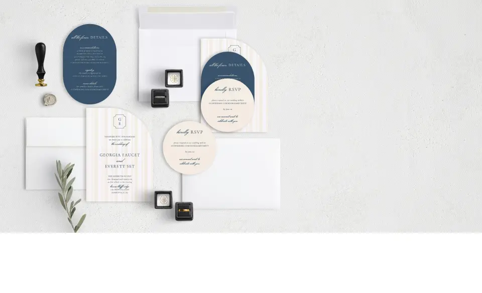 Stacked Wedding Invitations with coordinating items