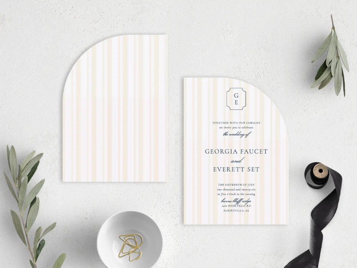 Stacked Wedding Invitations front and back