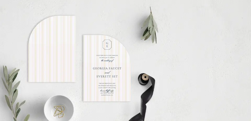 Stacked Wedding Invitations front and back