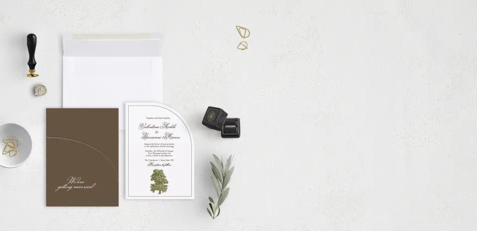 Stacked Wedding Invitations with pocket and coordinating items