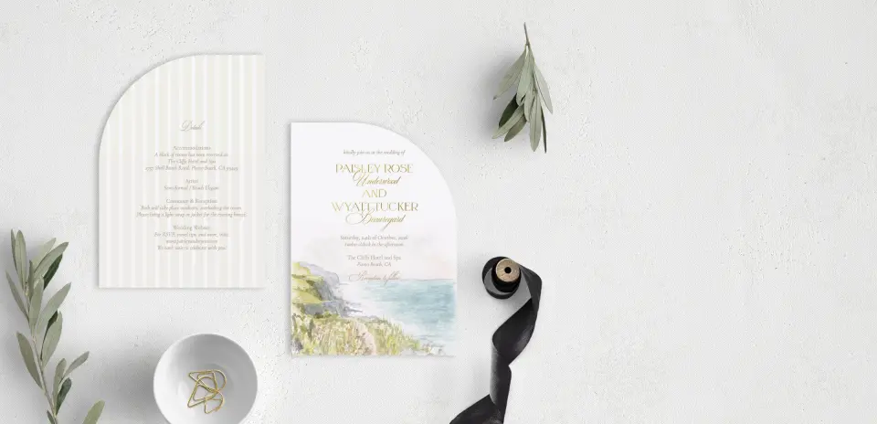 Stacked Wedding Invitations front and back